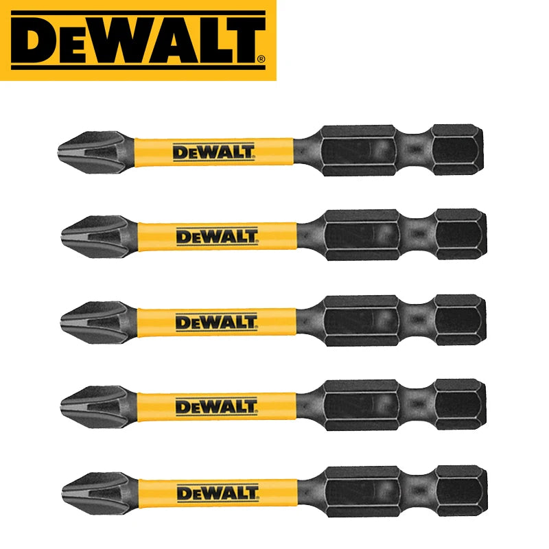 DEWALT Original PH2 57MM Juego de 5 brocas HSS de impacto para destornilladores o taladros eléctricos