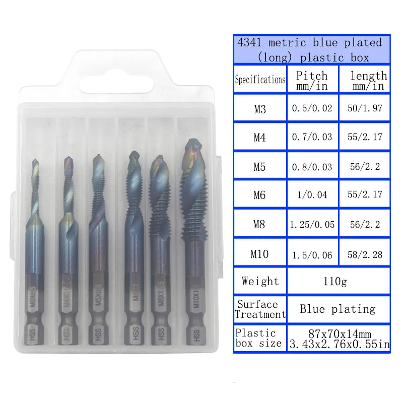 Llave de Tacos Espiral HSS Multifunción | Taladro + Roscado + Biselado Integrado