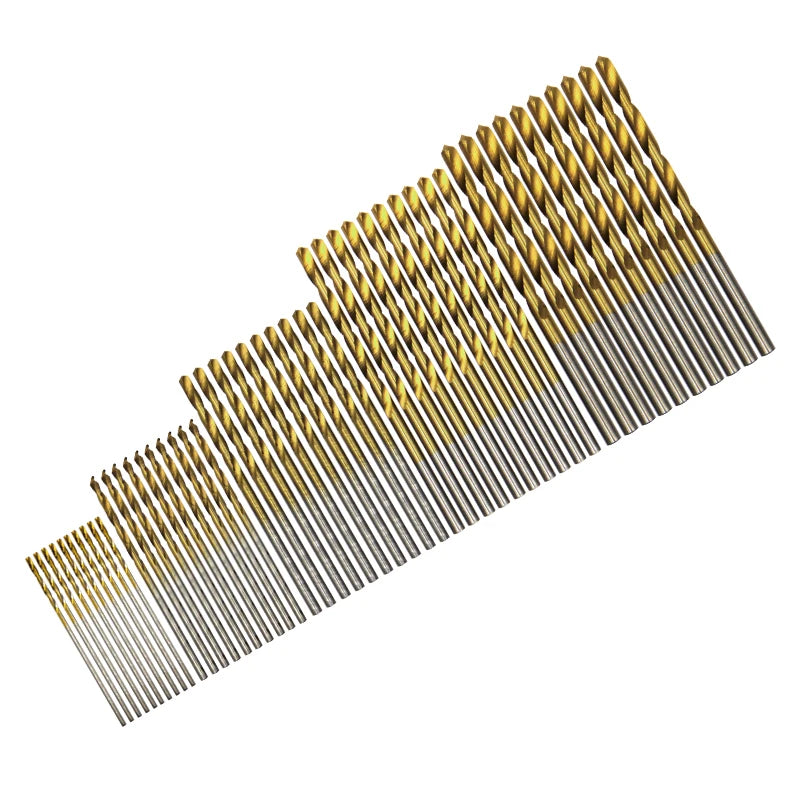 Set 50 Piezas Brocas de Torsión Titanio 1-3mm | Herramientas DIY para Madera y Taladro