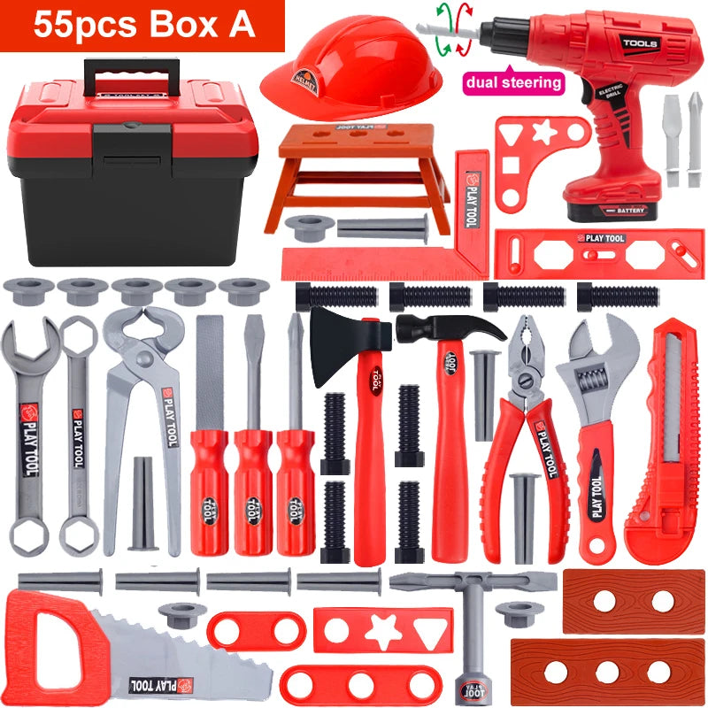 Taladro Eléctrico de Juguete + Kit Herramientas para Niños | Pretend Play Construcción 3+ AñosJuego completo de herramientas de construcción con taladro a pilas realista.