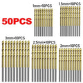 Set 50 Piezas Brocas de Torsión Titanio 1-3mm | Herramientas DIY para Madera y Taladro