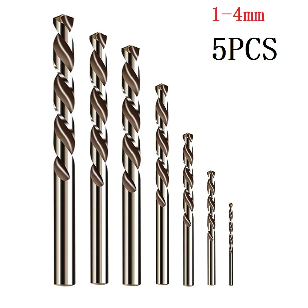 5/10pcs HSS M35 Cobalt Juego de Brocas de 1mm, 1.5mm, 2mm, 2.5mm y 3mm para Acero Inoxidable Brocas de barrena de alta calidad para taladro de columna