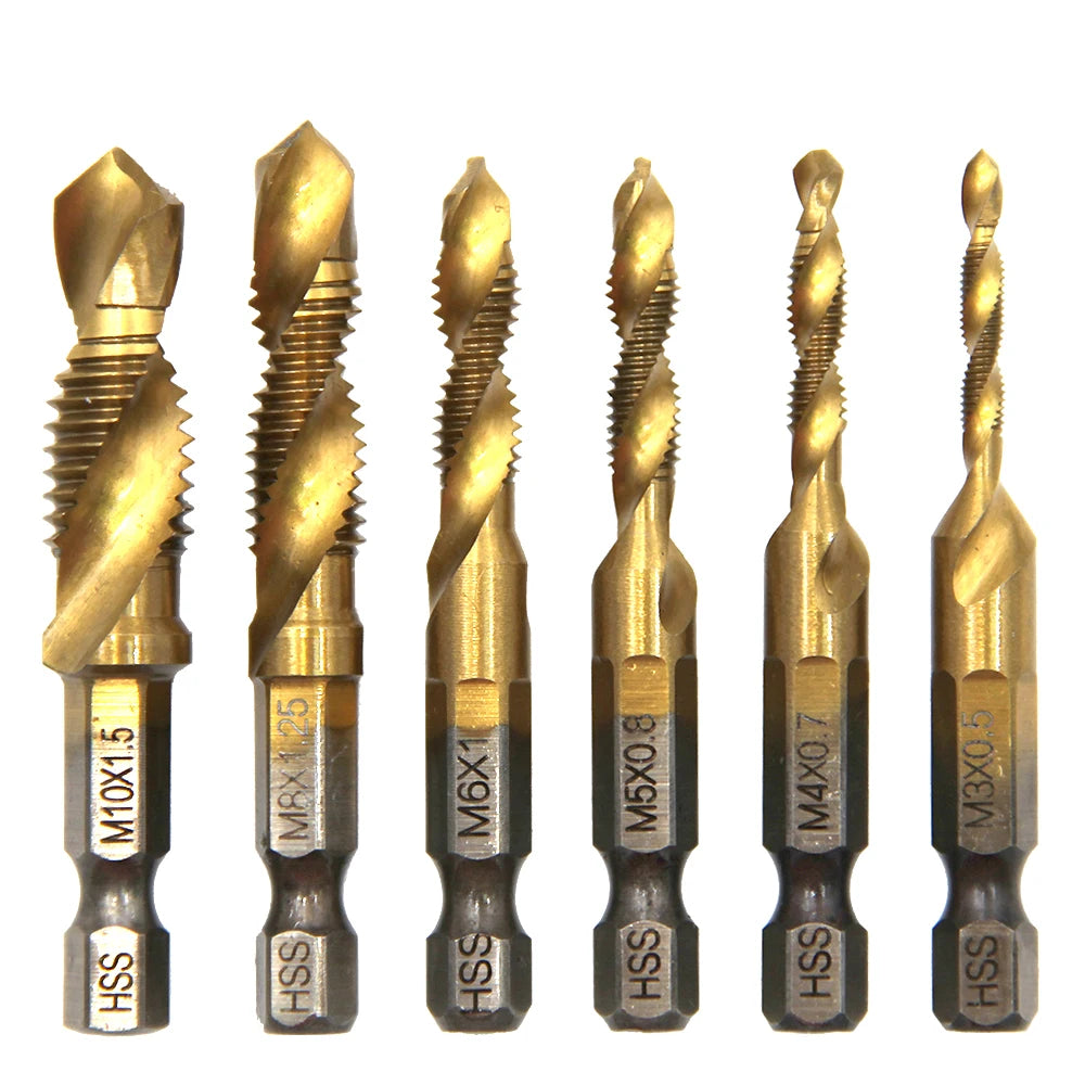 Llave de Tacos Espiral HSS Multifunción | Taladro + Roscado + Biselado Integrado